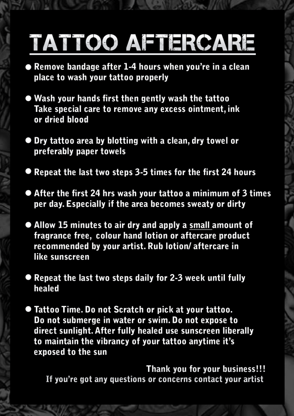 Tattoo Aftercare Information